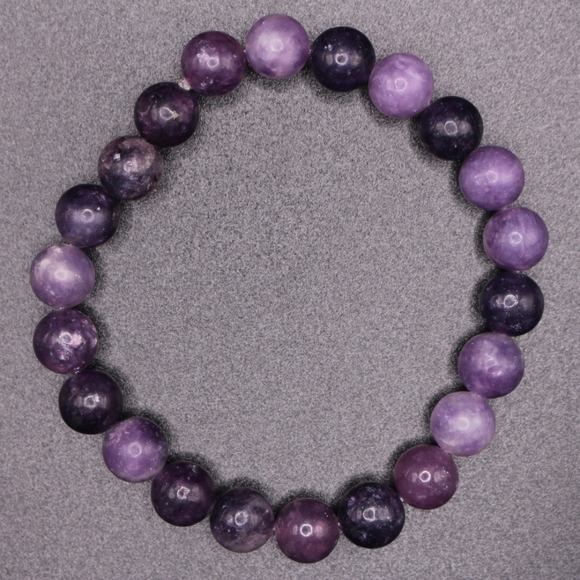 Handmade 8mm Lepidolite Healing Crystal Beaded Bracelet - Picture 2 of 2